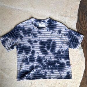 Sol Angeles Blue and White Short Sleeve Boxy Crop Tee, NWOT XS